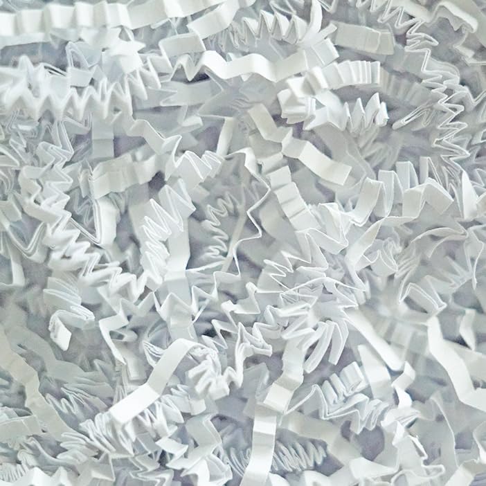 Bobobag - 4oz Crinkle Cut Paper Shred Filler Recyclable Gift Wrap Confetti Raffia Grass Shred Paper for Easter Baskets Filler Creative Eggs Decor (White) - Image 1
